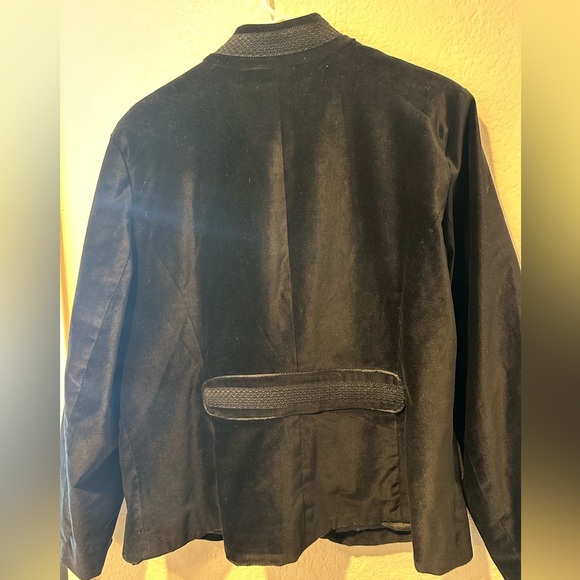 Mossimo Jacket Blazer Black Velvet Embroidered Stretch Lined Long Sleeve Women - Picture 5 of 10